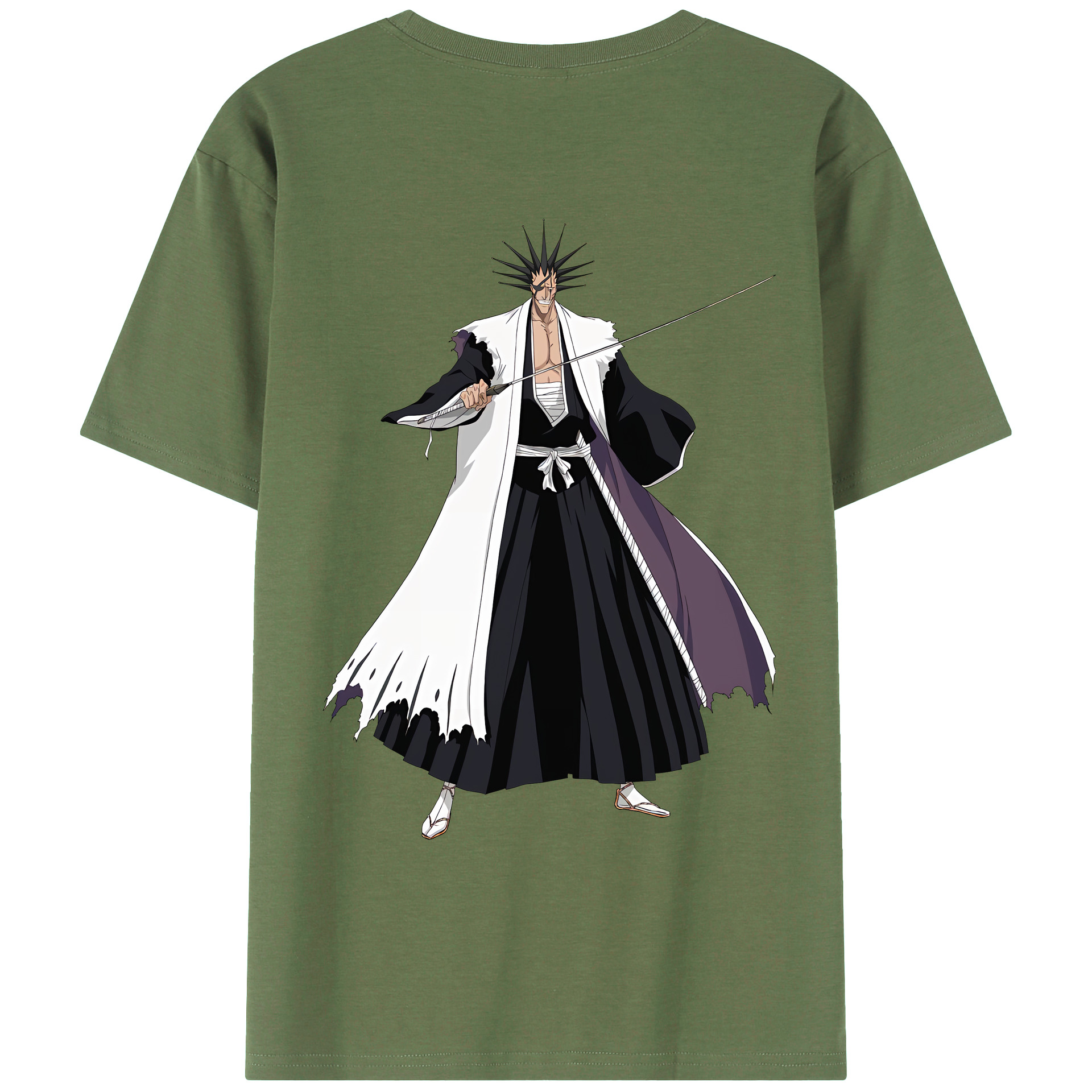 （画像用） ブリーチ ざらき けんぱち BLEACH Zaraki Kenpachi 綿100％ メンズ半袖Tシャツ（バックプリント） 通気性